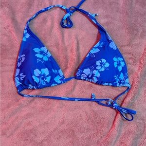 Blue Floral Bikini Top